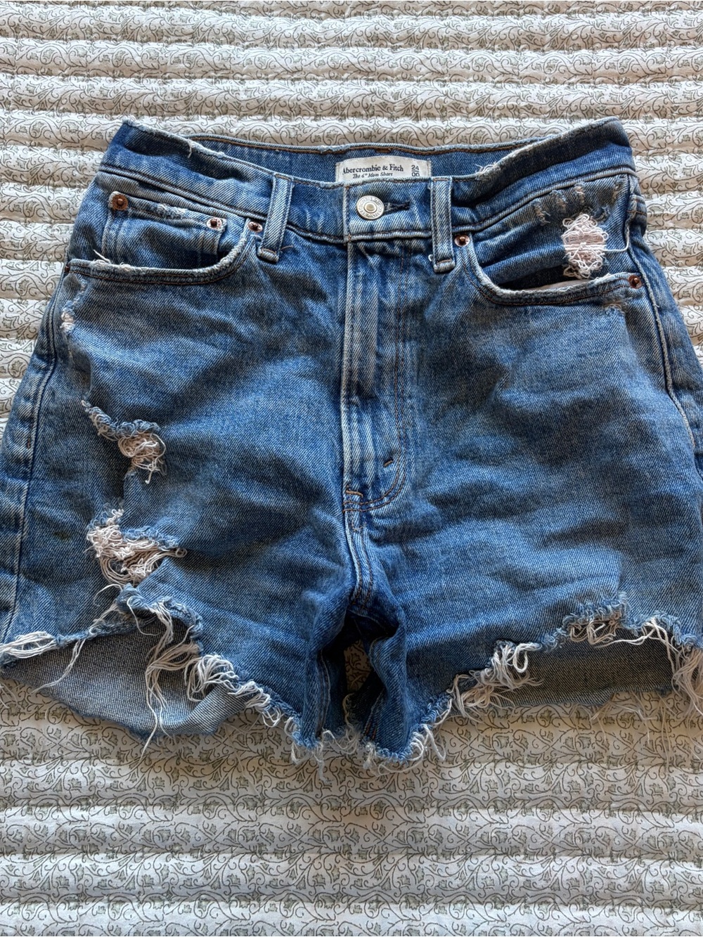 Abercrombie & Fitch Blue Distressed Denim Cutoff Shorts